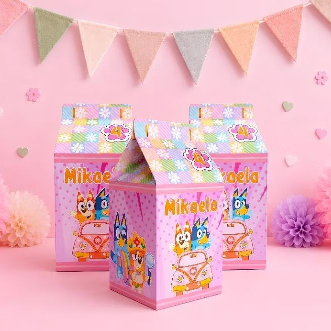 Caixinha Milk BLUEY MENINA - PEGUE E MONTE-festa-personalizados-lembrancinha- kit festa-caixa personalizada - caixa milk