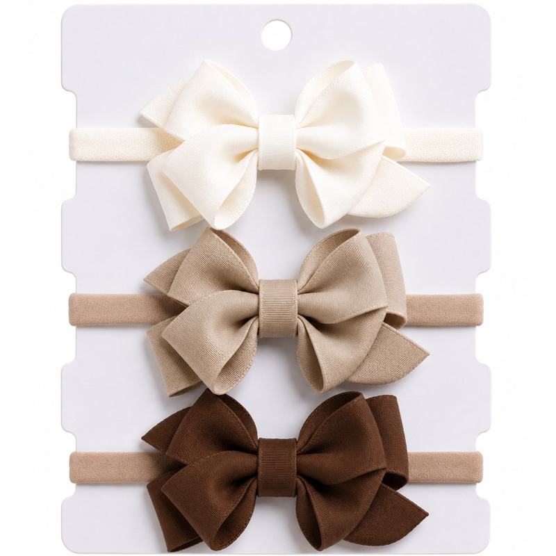 Kit 3 Laços para Bebê Menina | Faixa Slim ou Bico de Pato | Gorgurão | RN a 5 Anos