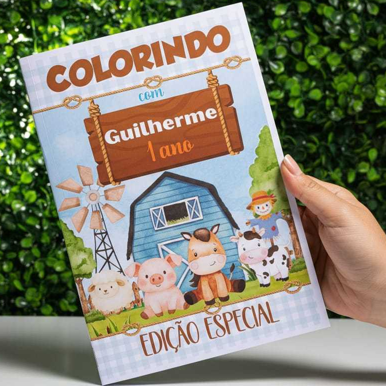 Mini Livrinhos de Colorir Fazendinha Azul 20X14 - 14x10 - Lembrancinhas Personalizadas Festas