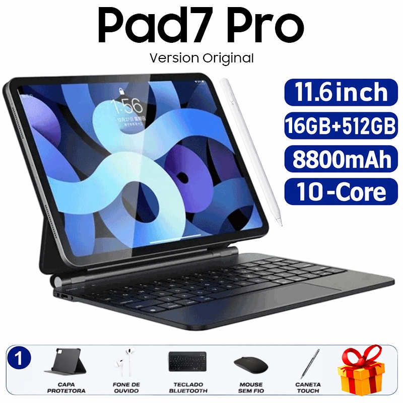 Tablet Pad7 Pro 16GB+512GB 11.6" 3.2K 144Hz Dual SIM Card 8800 mAh Android 15 WIFI 5G Tablets para …