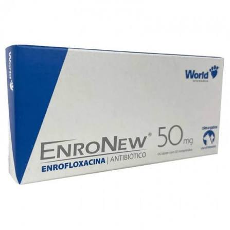 Enronew Enrofloxacina 50 mg Para Cães E Gatos World - Cx 10 Comp