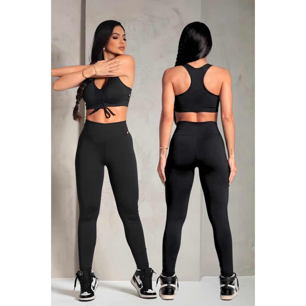 Calça Legging Feminina Blackout Zero Transparência Moda Fitness treino academia