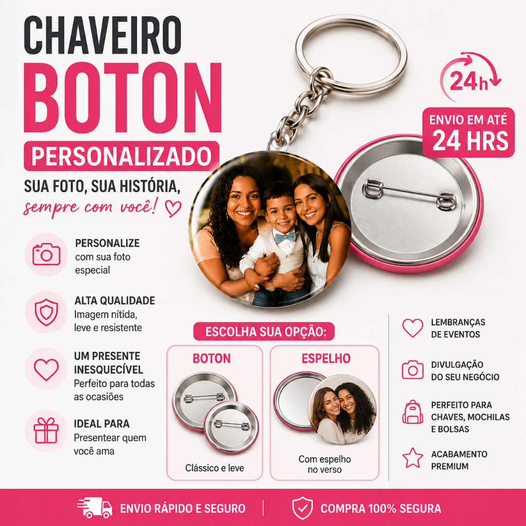 Chaveiro Personalizado com Foto | Presente Criativo | Envio em Até 24h