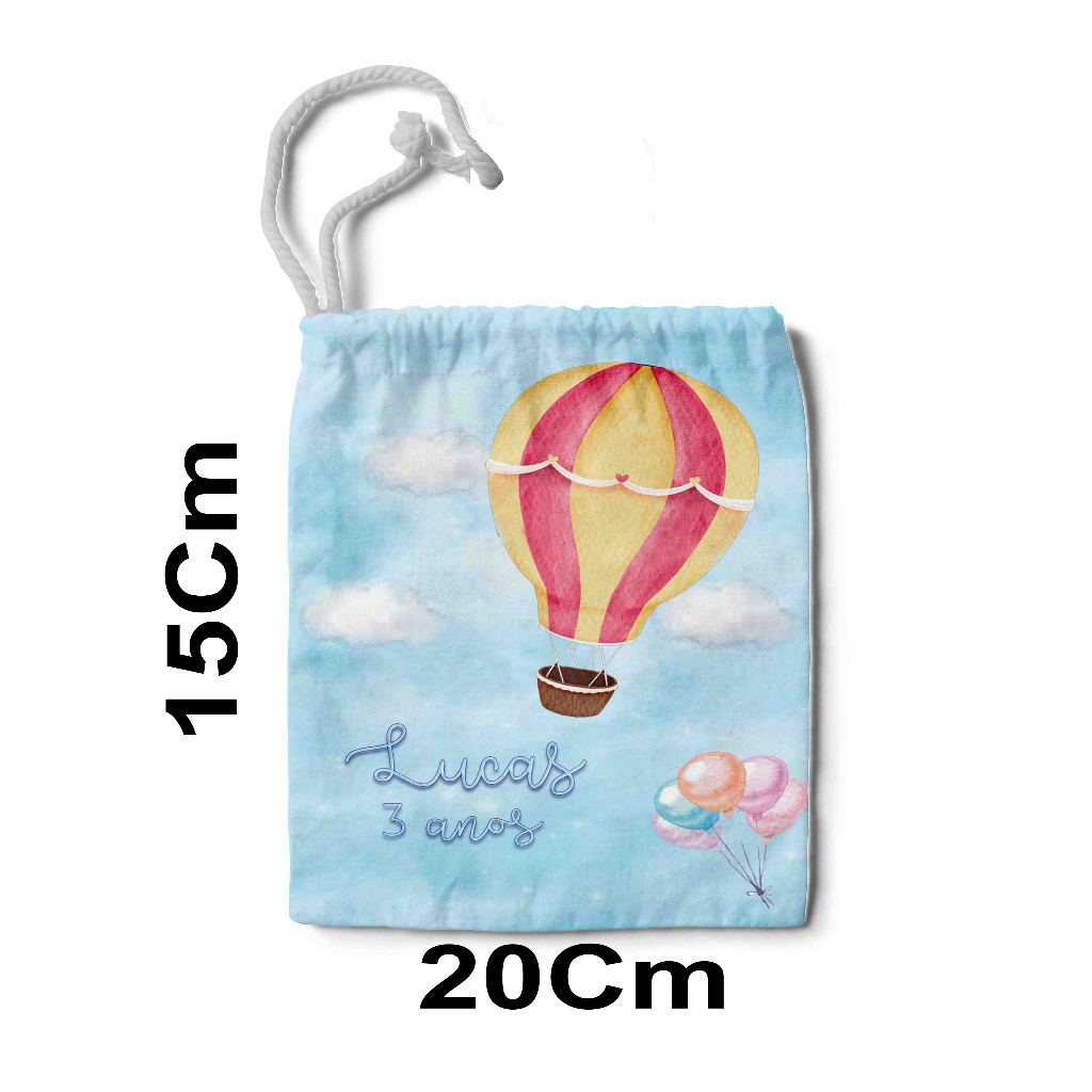 Kit Mochilinha Sacolinha Saco Sacochila Saquinho Lembrancinha Brinde Aniversario Personalizadas Balão Encantado