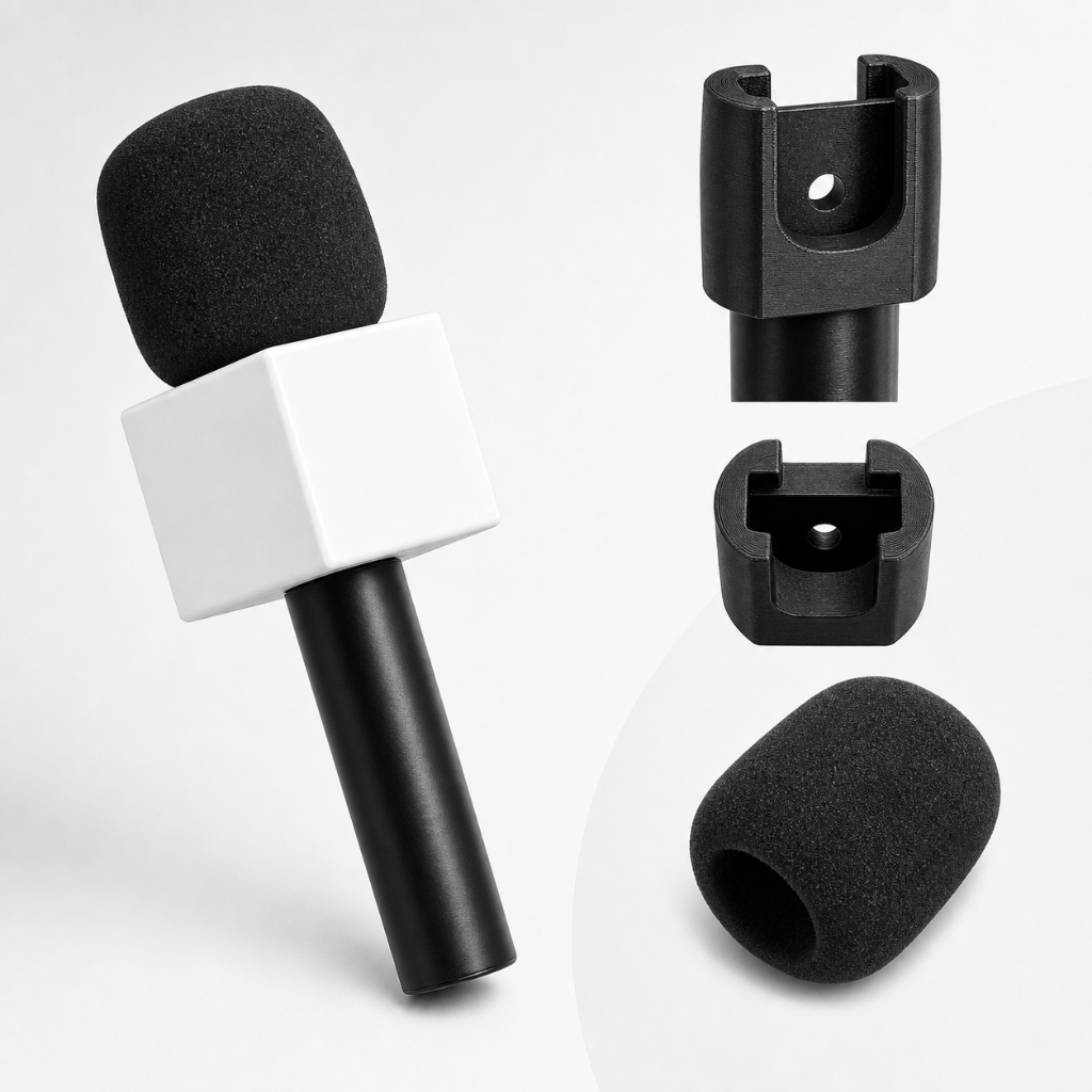 Suporte de Mão Adaptador com Canopla para Microfone Lapela Hollyland Lark M2 Entrevista Vídeo Reportagem