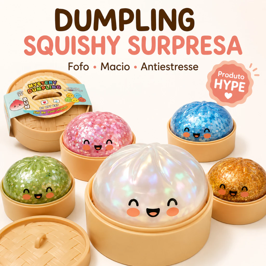 Squishy Bolinho Baozi Glitter Caixa Misteriosa Brinquedo Antiestresse Sensorial Kawaii Presente Criativo Fidget — imagem 1