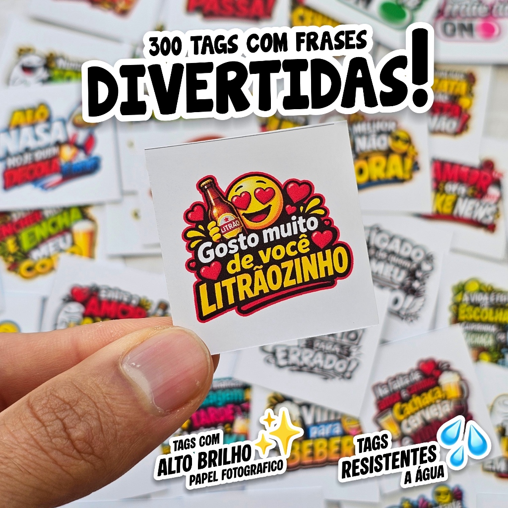 Tags Para Drinks personalizadas com Logo Insta Hashtag 300un