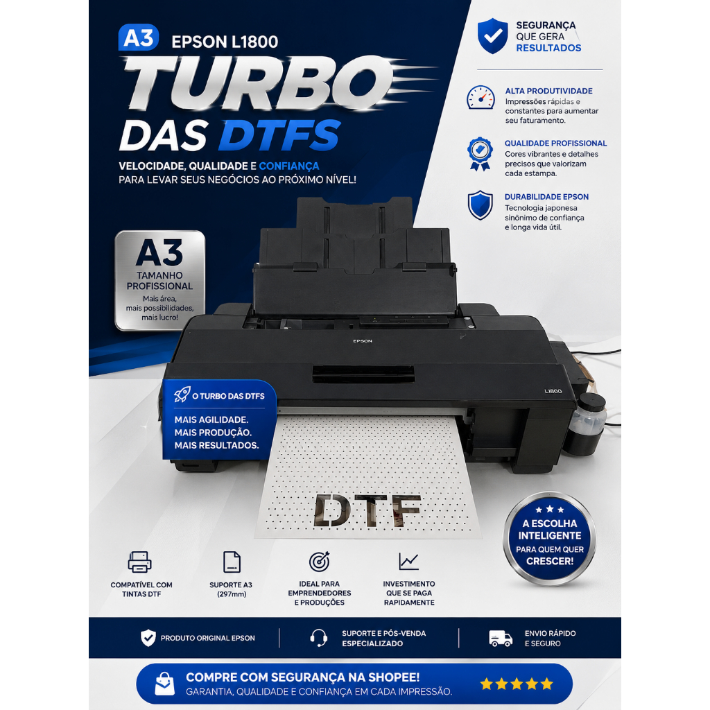 Impressora DTF TEXTIL A3 TURBO