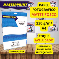 100 Folhas Papel Fotográfico Matte Fosco 230g A4 Masterprint Foto Matte Premium Aveludado Acetinado