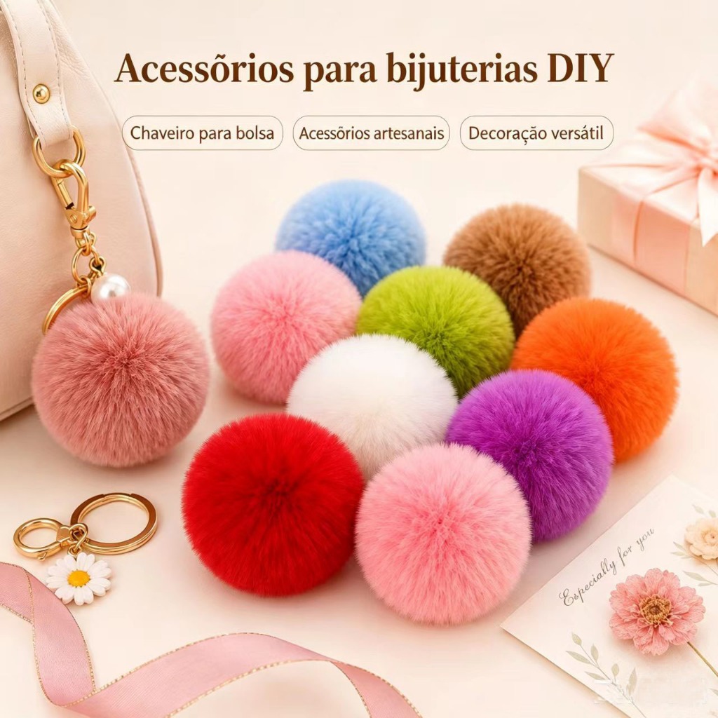 Pompom Pelúcia 40mm - Cores Diversas - Com 3-40 Unidades Para acessórios Roupas Sapatos Chapéus Acessórios