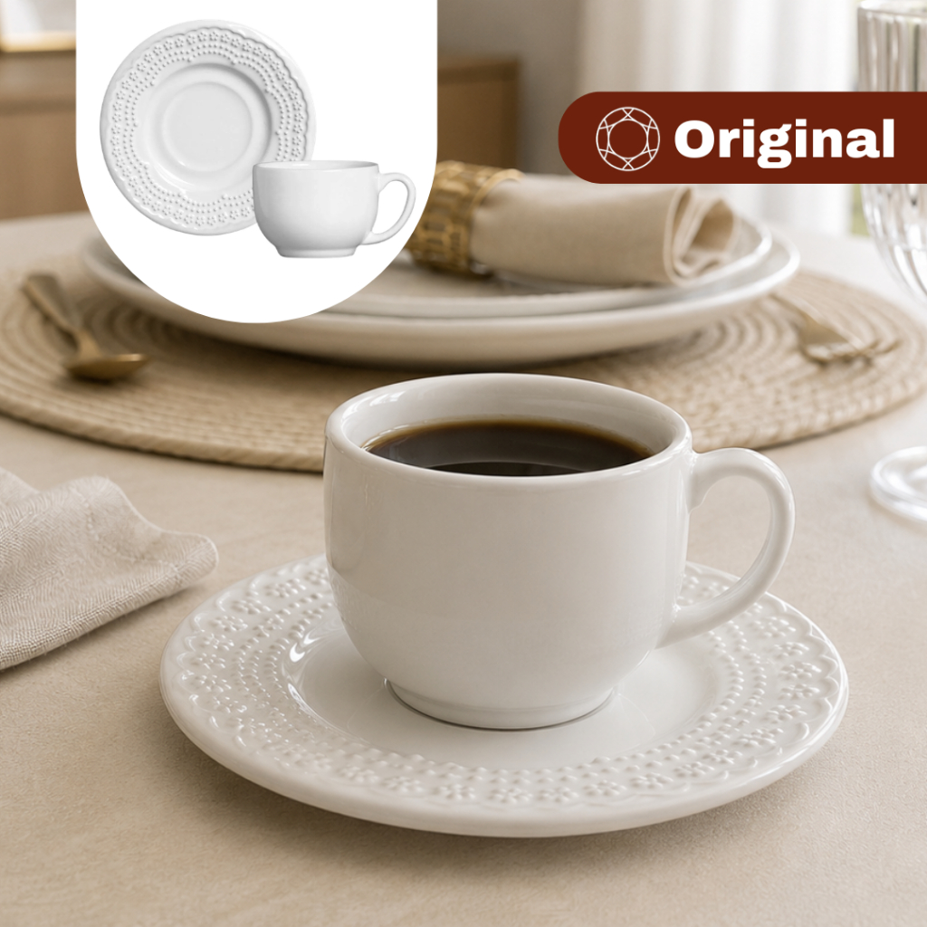 Xícara De Chá Com Pires Madeleine Branco 161ml - Porto Brasil Original