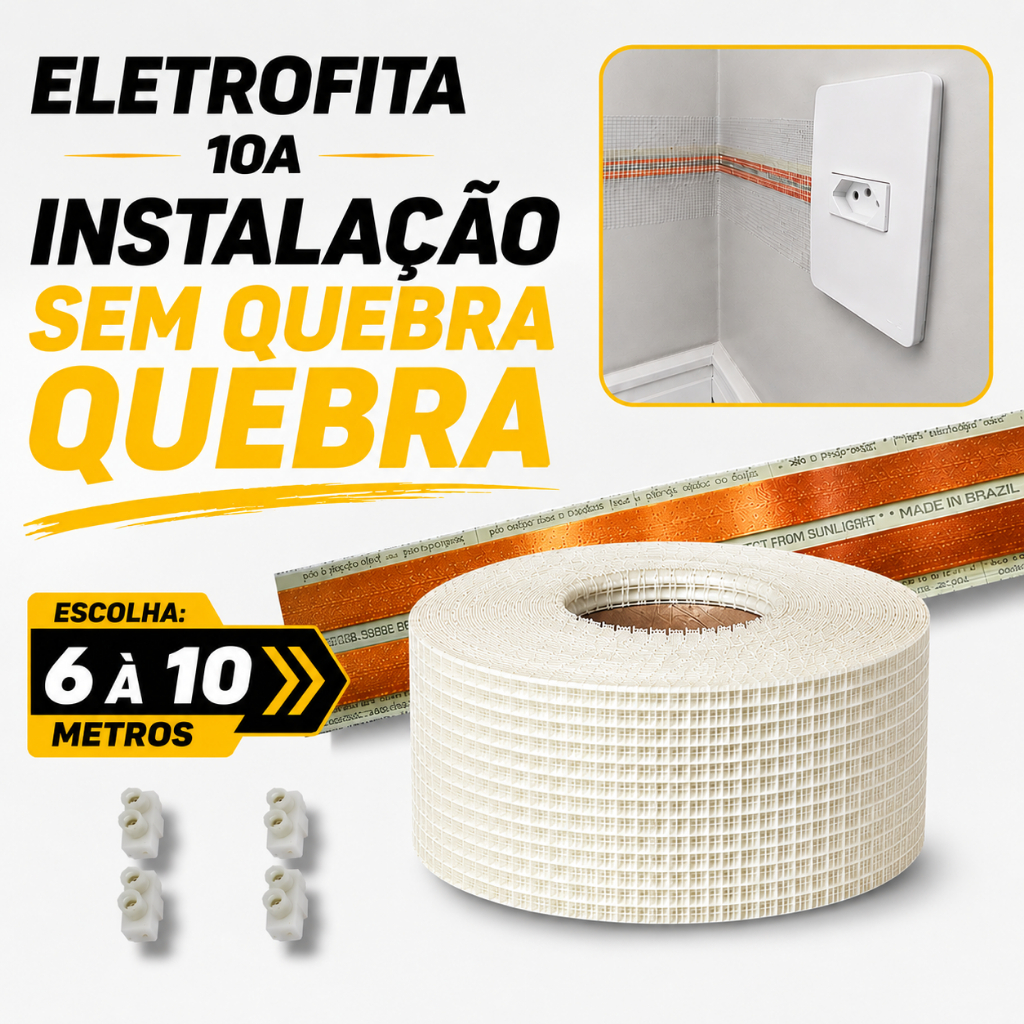 6 á 10 Metros Fita Elétrica Eletrofita 2 Pista  10a com 4 conector e manta de fibra