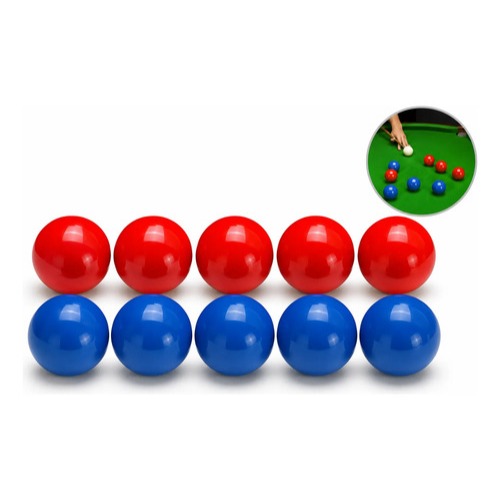 JOGO 10 BOLAS 54MM SINUCA MATA MATA AZUL X VERMELHO BILHAR