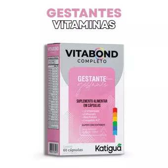 Vitabond Completo Gestante 60Cápsulas 600mg Metilfolato Vitaminas de A-Z Dose Máxima de Ácido Fólico