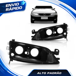 Par Carcaça de Farol Vectra 2000 a 2005 Preta Foco Duplo Direito + Esquerdo