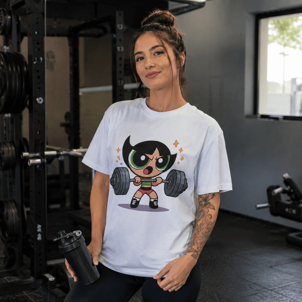 T-Shirt Meninas Super Poderosas 100% Algodão Premium Academia Gym Blusão Camiseta Feminina Gringa Streetwear Oversized