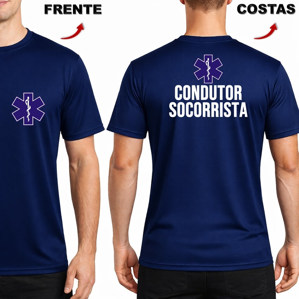 Camiseta Camisa Uniforme Profissional Masculino Feminino CONDUTOR SOCORRISTA Saúde Agente Enfermeiro Motorista Dry Fit