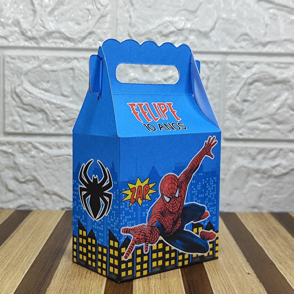 Caixa maletinha personalizada Homem Aranha 1 lembrancinha surpresa aniversário infantil PEGUE E MONTE