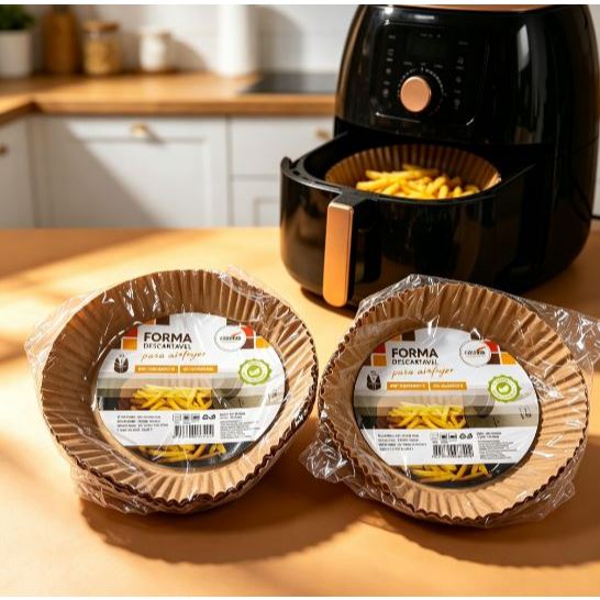 Kit 50 100 200 300 Forma de  Papel Forro Air Fryer Descartável Antiaderente 16CM