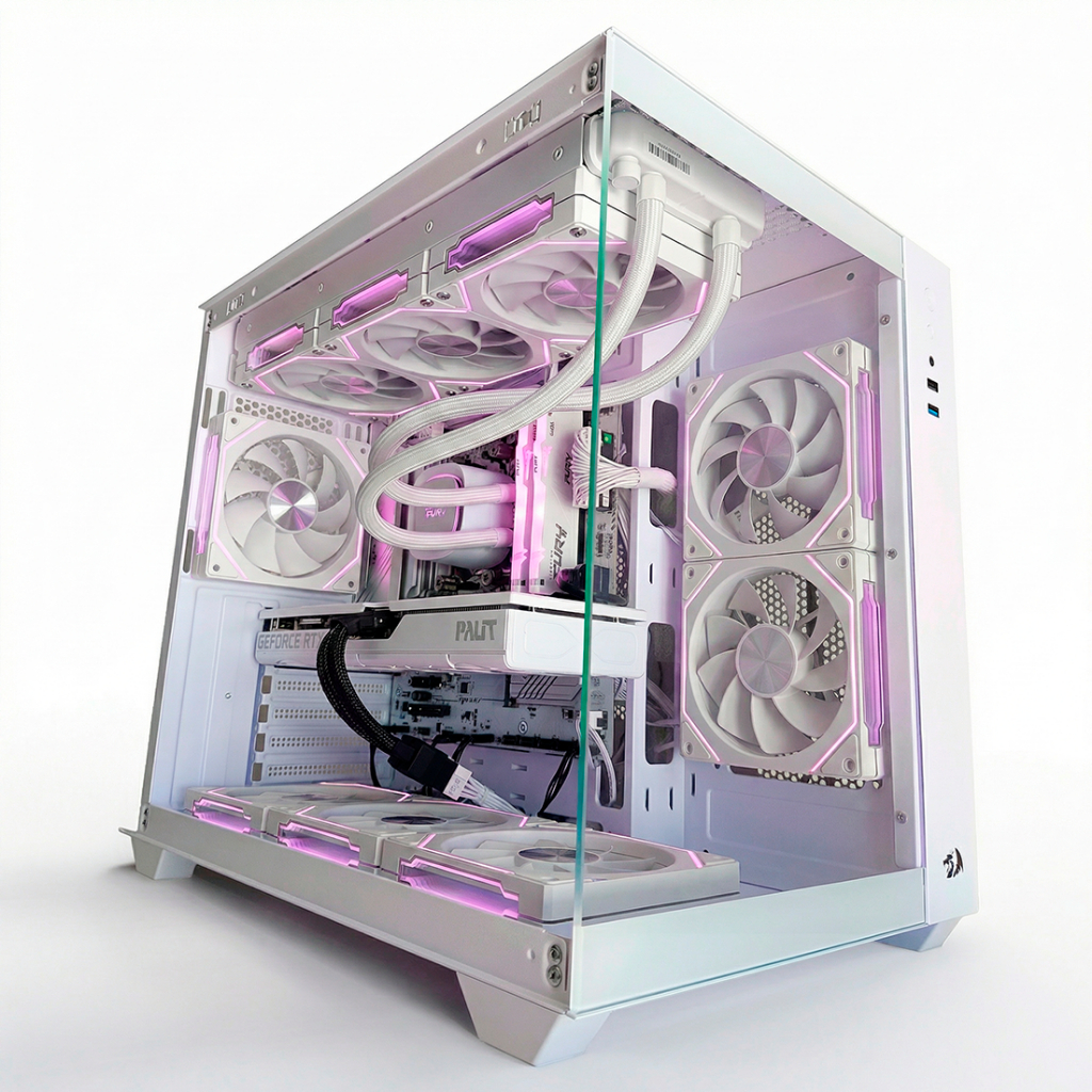 PC Gamer White JIREH AUREA 4K | Ryzen 7 7800X3D | Rx 9070XT 16GB | 32GB DDR5 | SSD 1TB NVMe