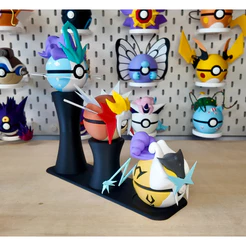 Suporte Expositor para 3 Pokébolas em Impressão 3D | Organizador de Coleção Geek
