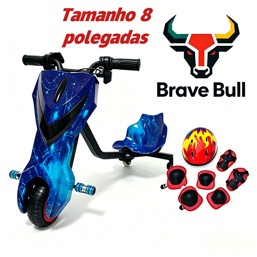 Drift Elétrico Infantil 350W com LED e Bluetooth - e Chassi Ajustável 90-105cm 8 polegadas