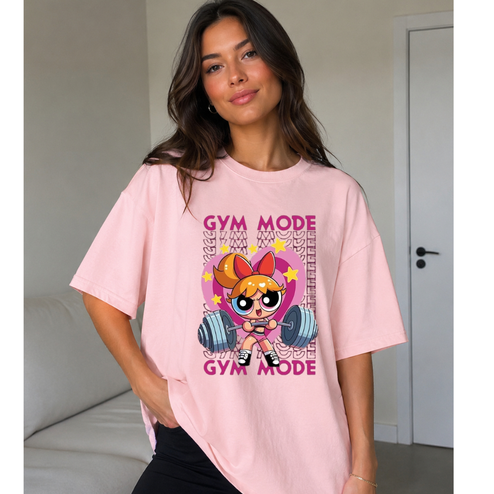 Camiseta Oversized Meninas Super Poderosas 100% Algodão Academia Gym Blusão Tshirt Feminina Gringa Streetwear