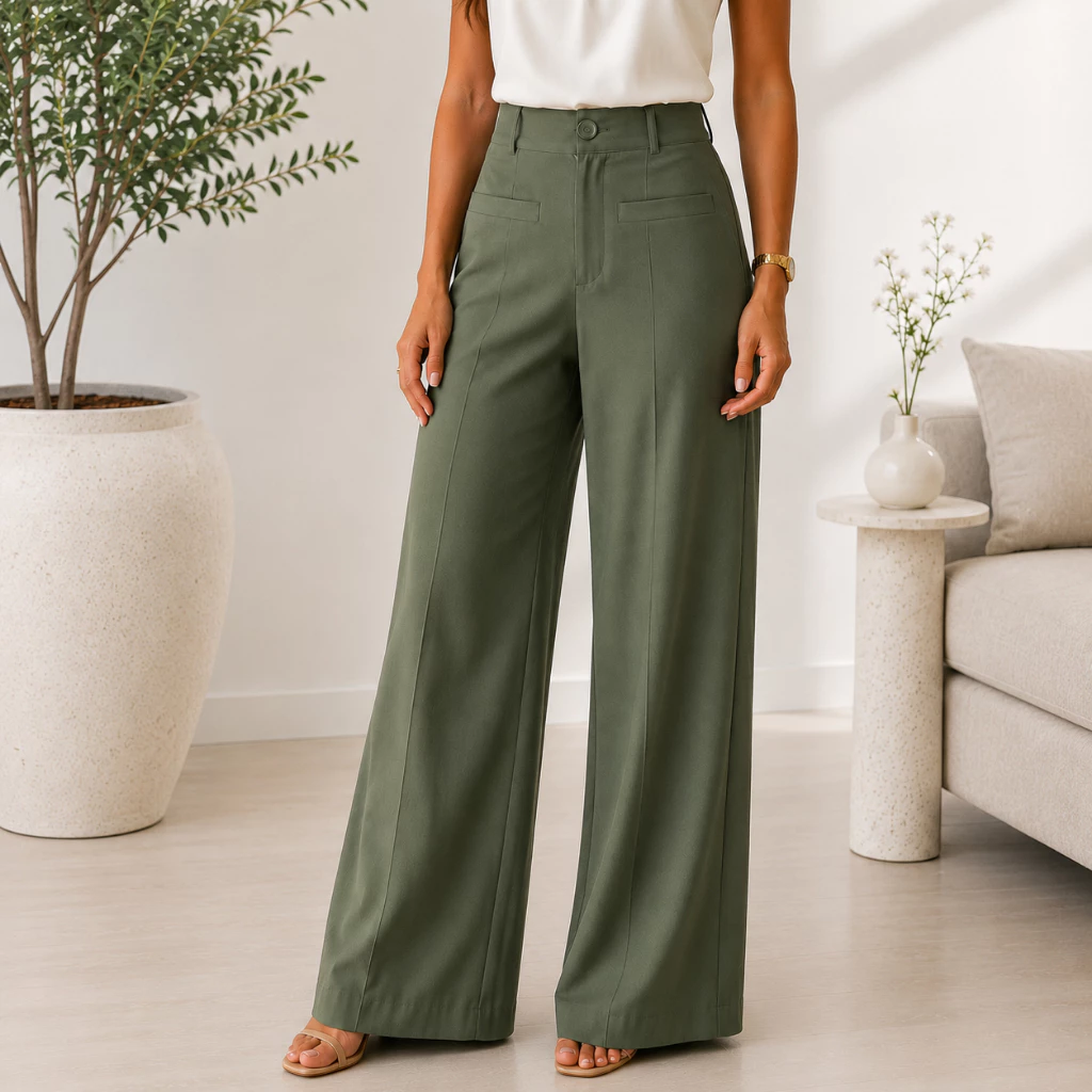 Calça Pantalona  Alfaiataria Marrant Cintura Alta Elegante Social Casual — imagem 1