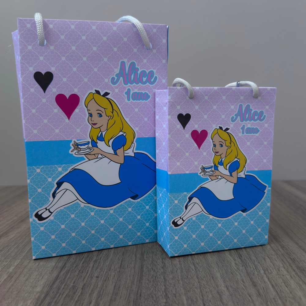 Sacolinha Surpresa Personalizada Alice no País das Maravilhas - Tam P ou M, sacola lembrancinha Alice