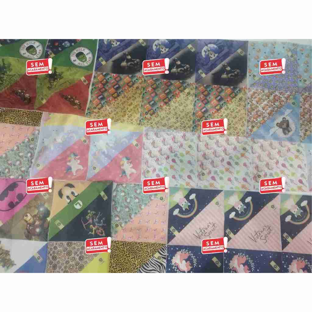 50 Bandanas Tamanho P Sem Acabamento Estampas Variadas Pet Shop