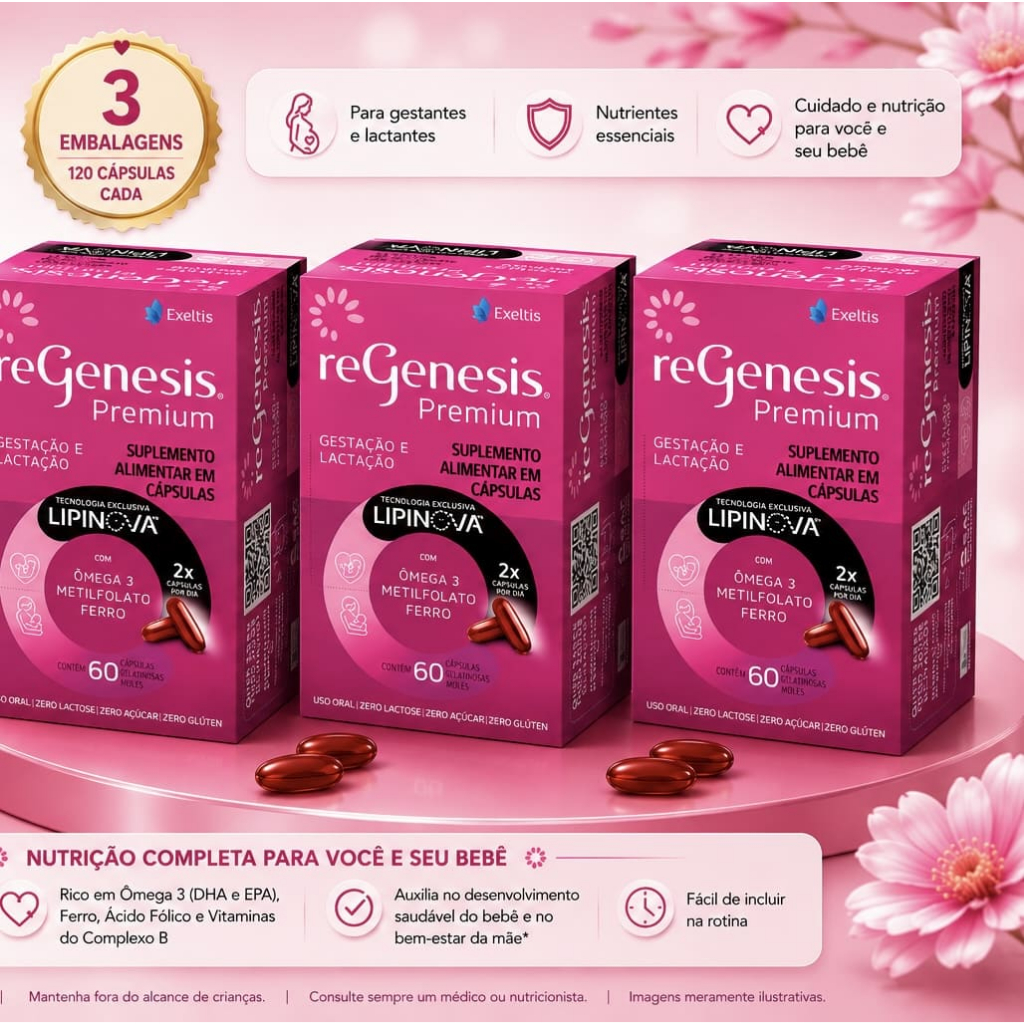 Regenesis Premium - 180 Cápsulas - Suplemento Nutricional para Gestantes