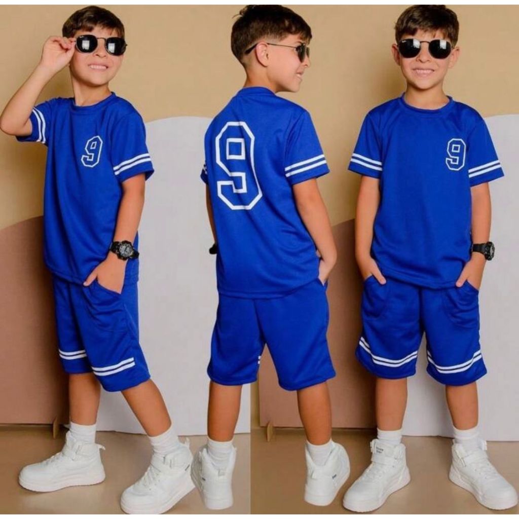 Conjunto Infantil Masculino Dry Fit Kit Camisa e Bermuda 4 ao 14 anos ENVIO IMEDIATO