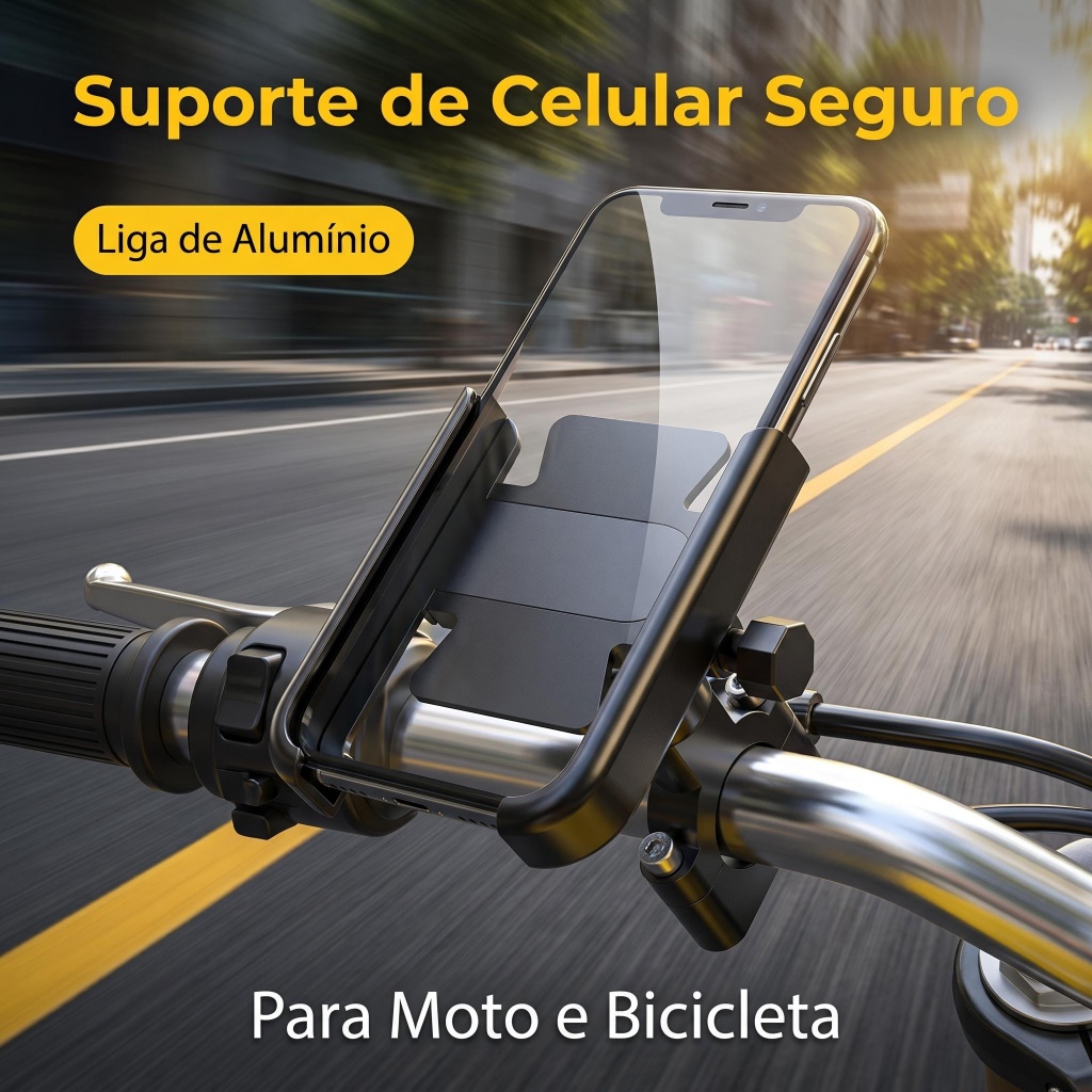 Suporte Celular Alumínio Resistente Moto Bicicleta Compatível 4-7 Polegadas GPS