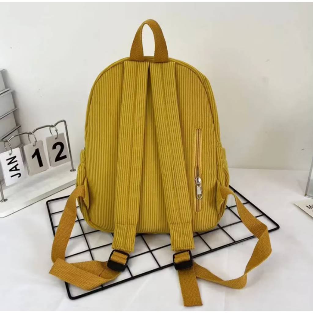 Mochila Pequena de Veludo com Zíper, Bolsa Casual com Bolsos Ideal para Trabalho Passeio Shopping e Dia a Dia — imagem 2 de 2