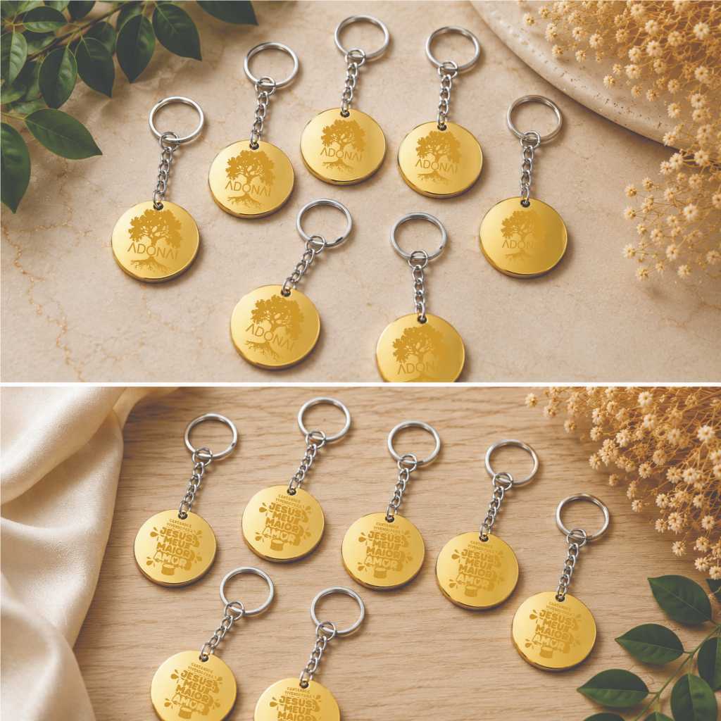 Chaveiro de Acrílico Espelhado Personalizado Logo Nomes Lembrancinha Corporativo Brinde Festa