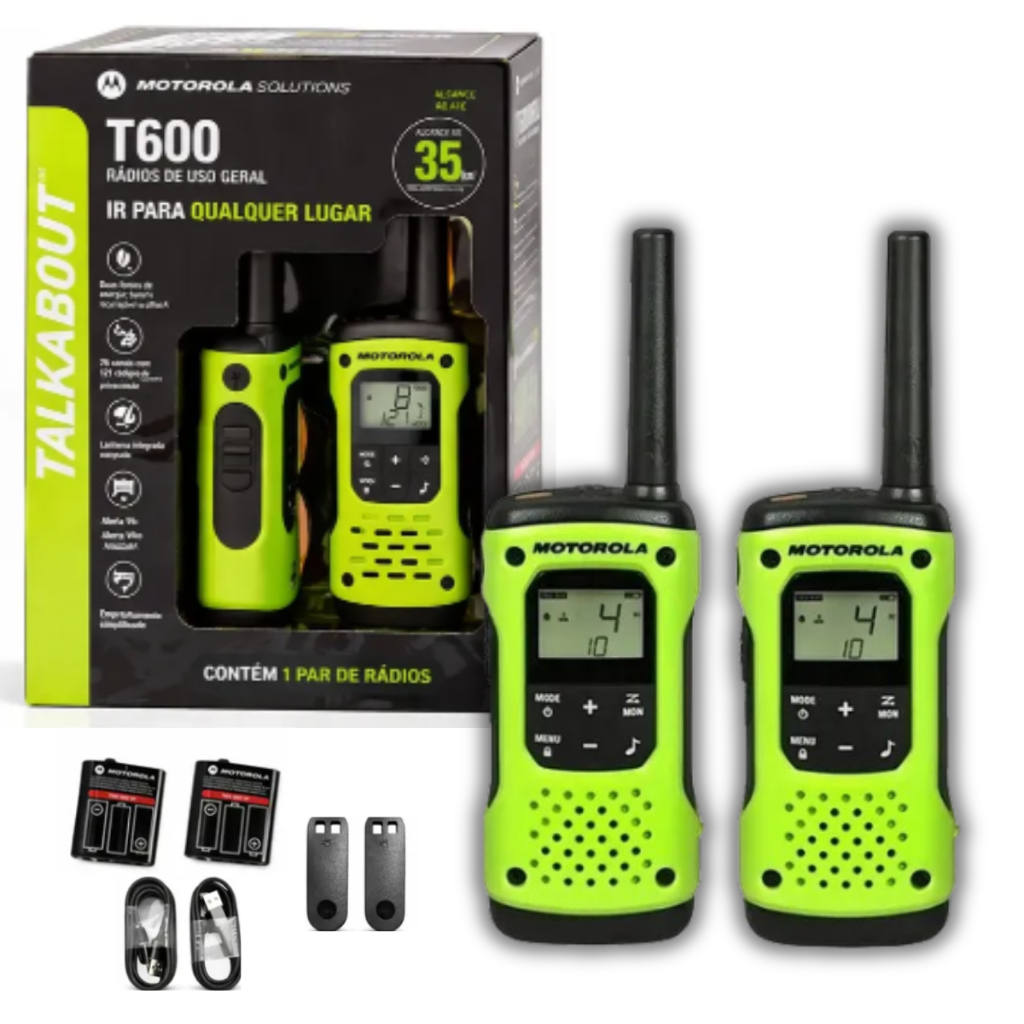 Kit 2 Rádio Comunicador 35km Ip67 Talkabout Motorola T600br