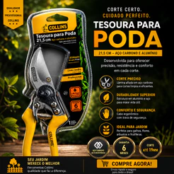 Tesoura Para Poda de jardim 21,5cm Profissional COLLINS