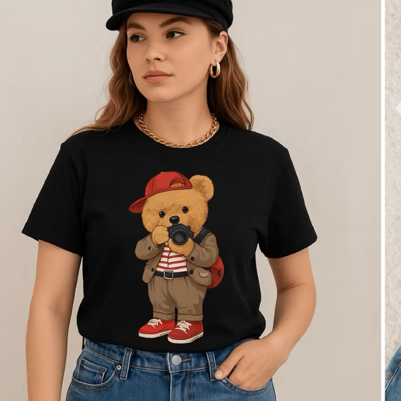 Camiseta T-Shirt Feminina Polo Bear Urso Teddy Tecido Algodão Premium Estilosa