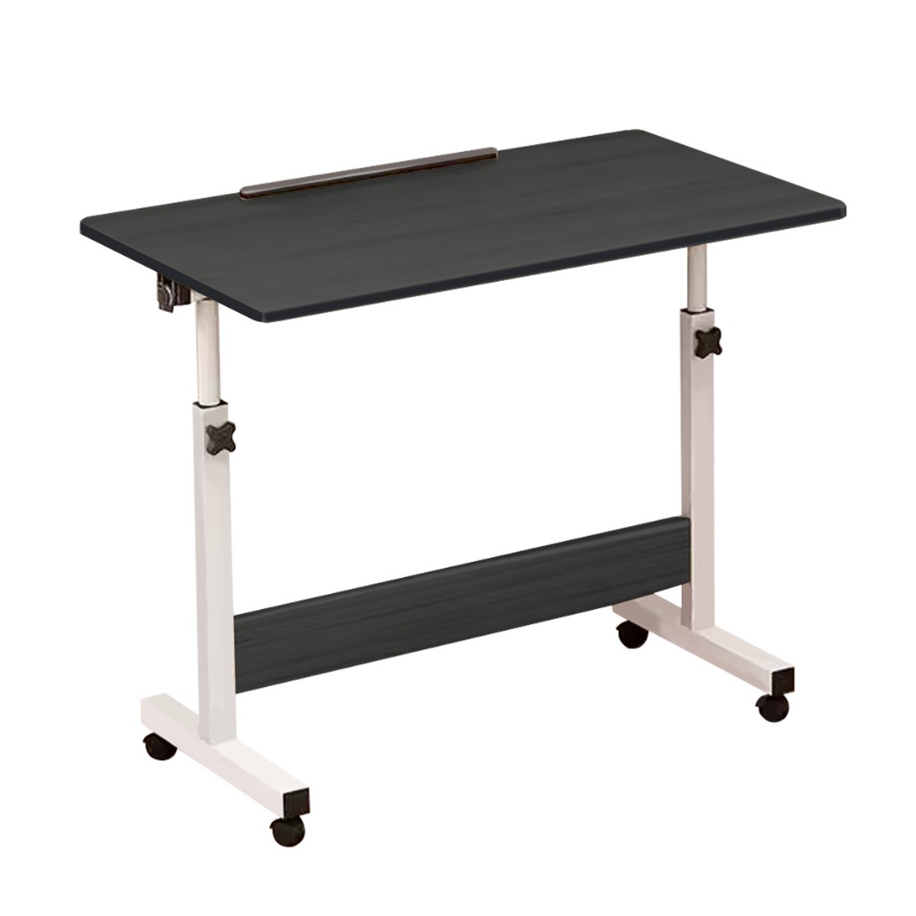 Mesa Giratória 180° Multiuso c/ Rodinhas Altura Ajustável - Notebook Cama Sofá Prática Preto