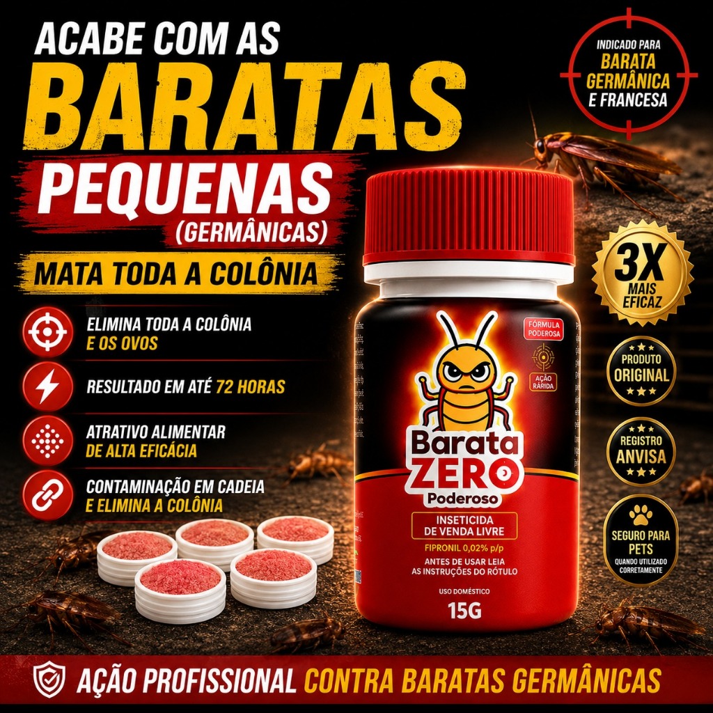 INSETICIDA MATA BARATA ZERO 15g-Mata Francesinha-Formigas-Insetos Rasteiros-1 Und