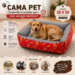 Cama Para Cachorro Pet Gato 50 x 50 M 100% Algodão Confortável Resistente Envio Imediato