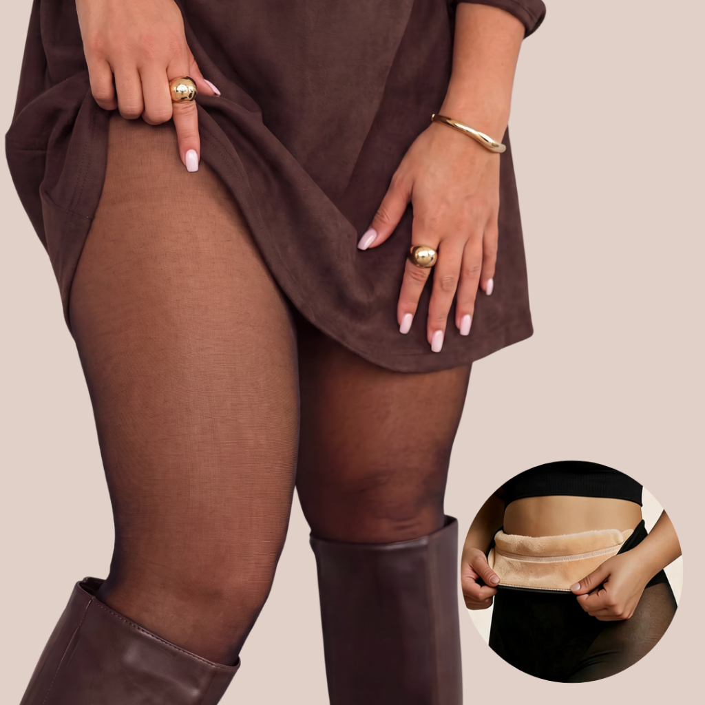Meia Calça Peluciada de Lã Veste até o Plus Size Térmica Translúcida Forrada Pelinho Frio Feminina Quente Inverno