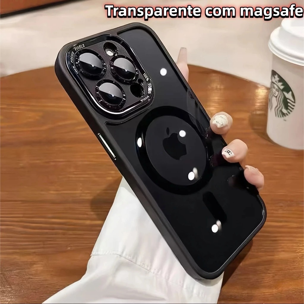 ALUBEN Capa Magnética Fosca em Acrílico para Smartphone 11-17 Compatível com Carregamento Sem Fio, Proteção Anti-Impacto
