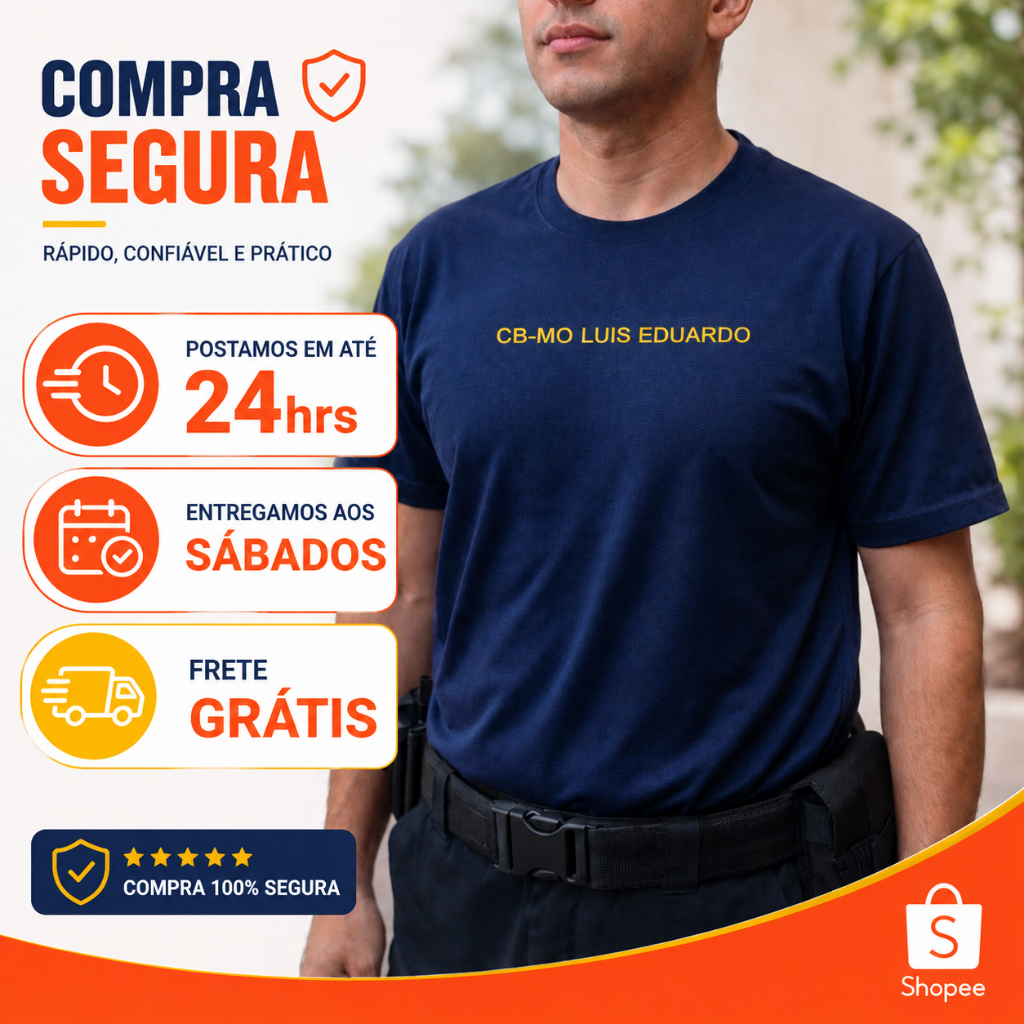 Camisa Azul Marinho bordada PREMIUM Militar OP3 Marinha do Brasil 100% Poliéster Puro Alta Qualidade