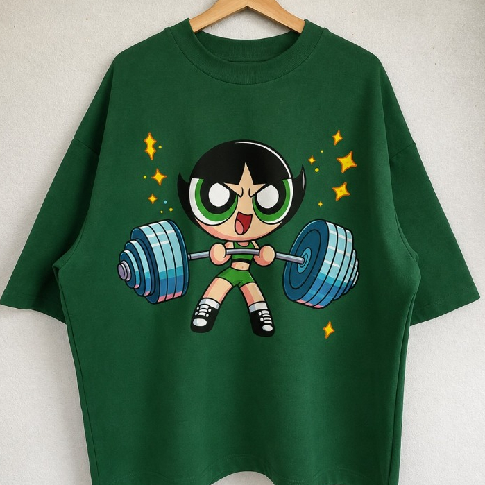 Camiseta Oversized Feminina Estampa Meninas Super Poderosas 100% Algodão Camisa Ideal Academia Estampa Docinho