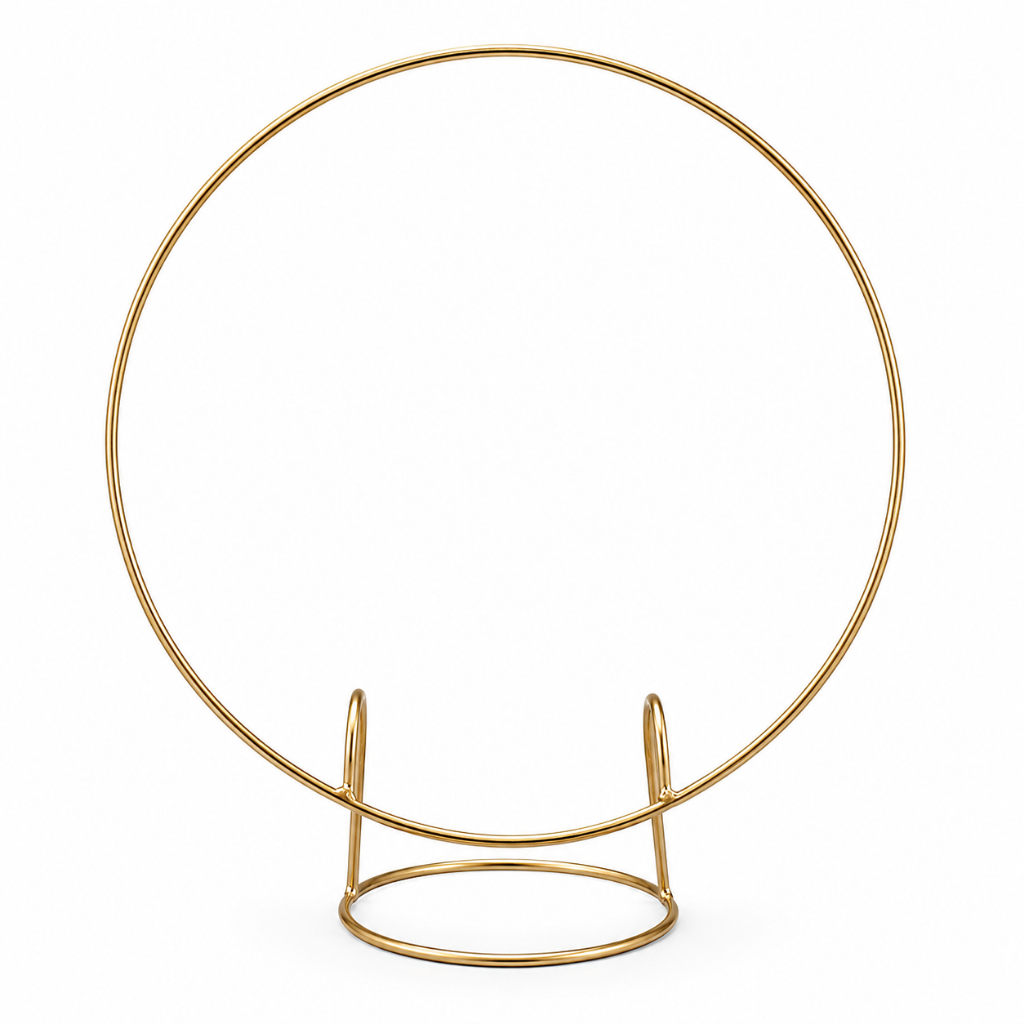 Mini Arco de Mesa Redondo 60x50 Em Ferro Dourado para Decoração de Festas e Pegue E Monte