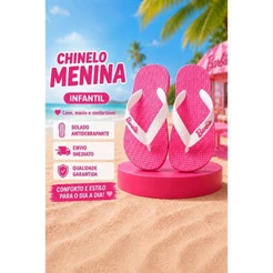 Chinelo Infantil Sandália de dedos Menina Rosa leve Macio e Super Confortável uso diário
