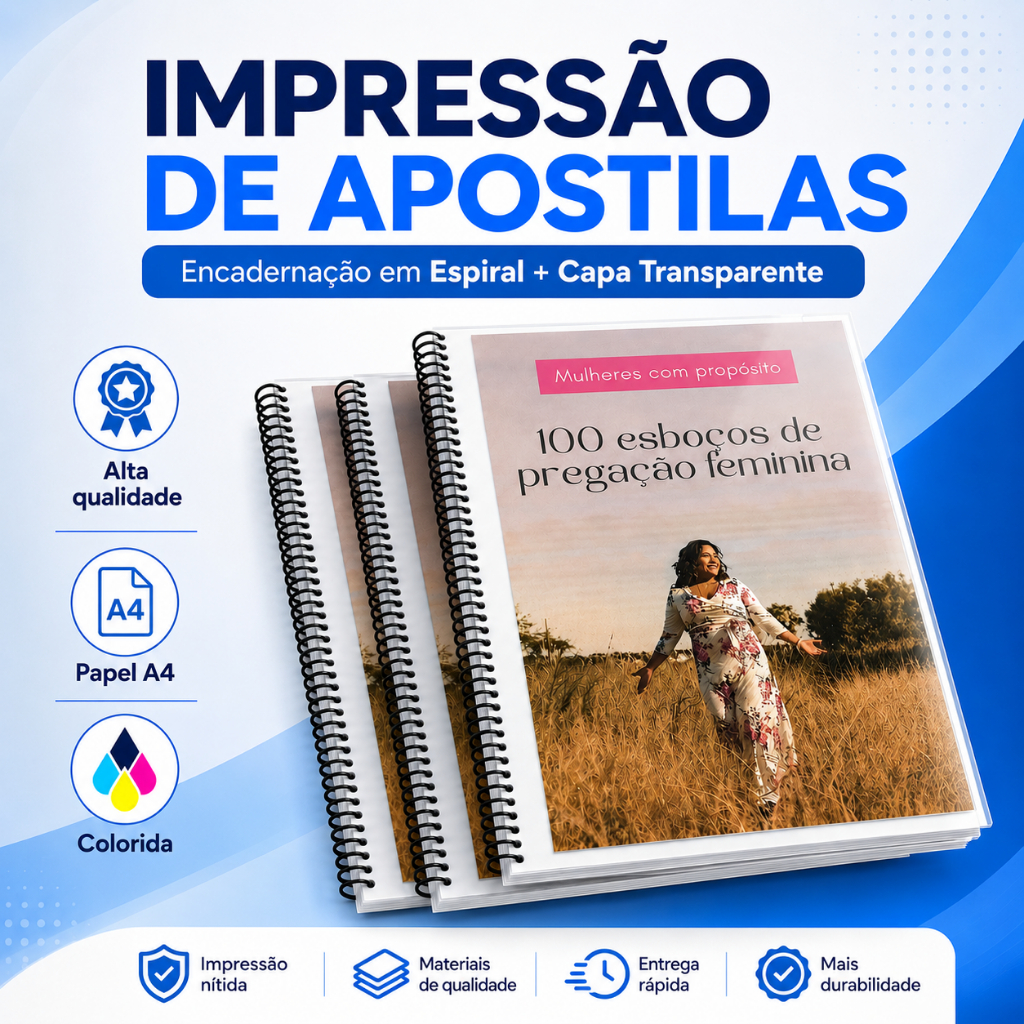 Impressão de Apostilas em PDF Colorida | Encadernação Espiral | Folha A4 |