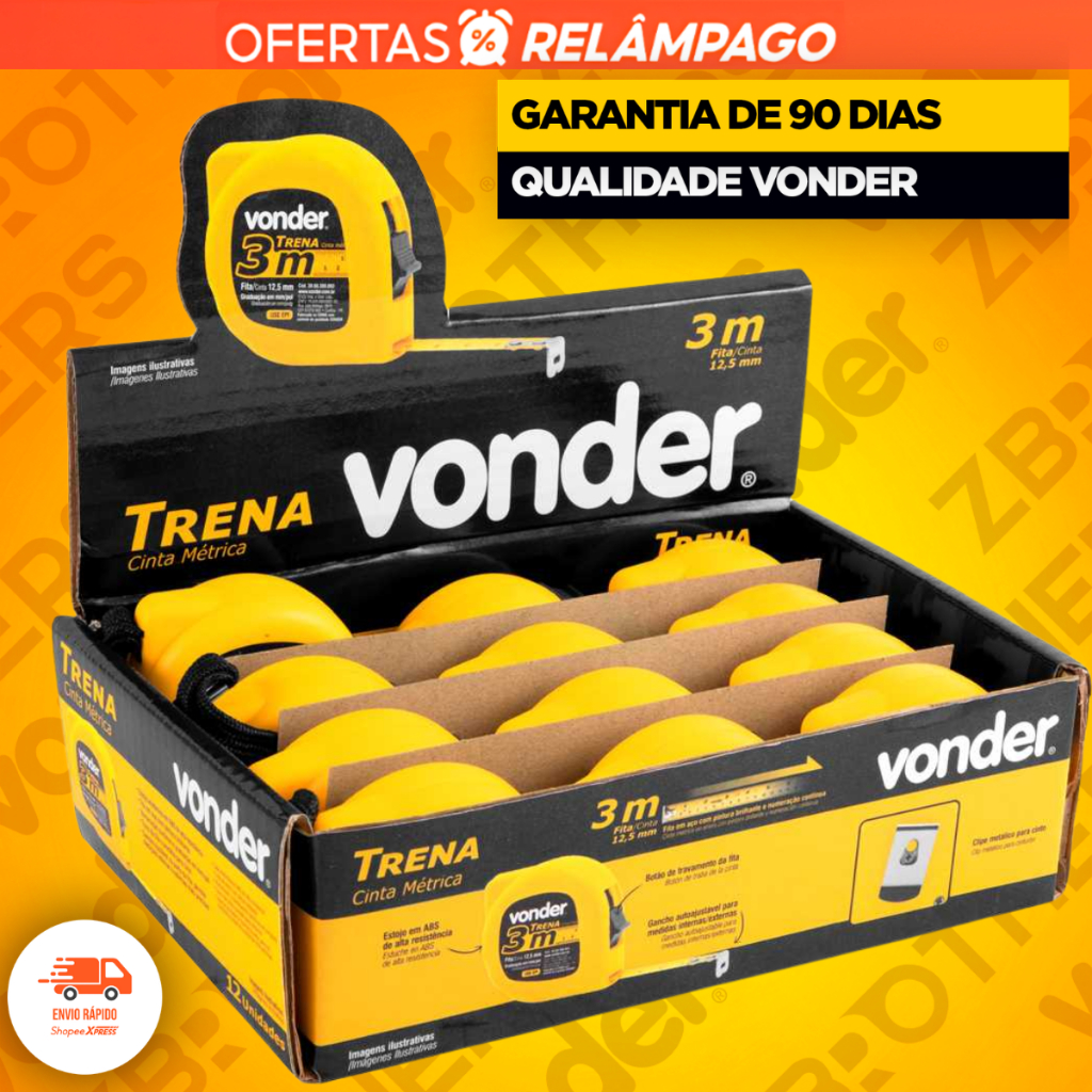 Caixa Com 12 Trenas Curta De Aço 3 Metros X 12,5mm Vonder Oferta Resistente Prem