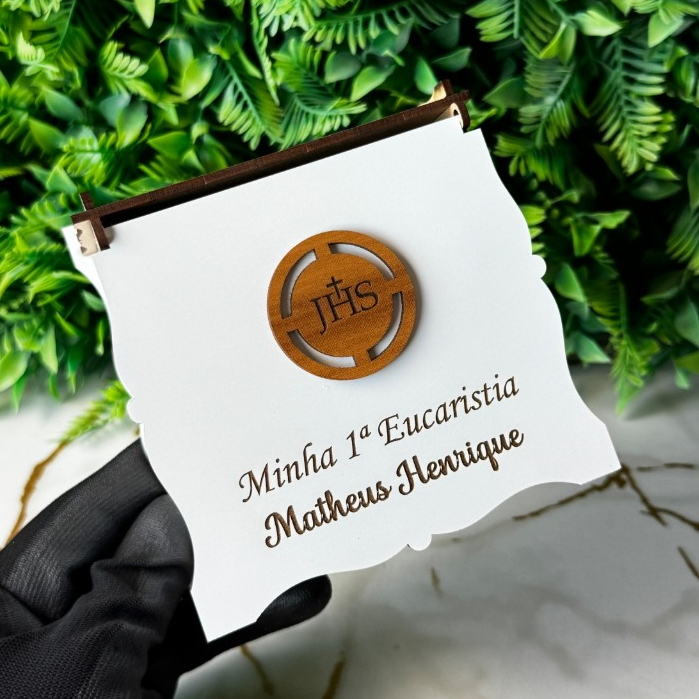 Kit Caixa MDF Primeira Eucaristia Personalizada 6 ou 10 Unidades Lembrancinha Comunhão